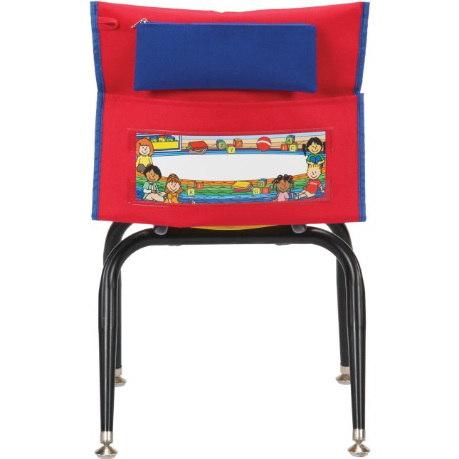 Early Childhood Deluxe Chair Pockets with Pencil Case– 6 Pack – Red/Blue