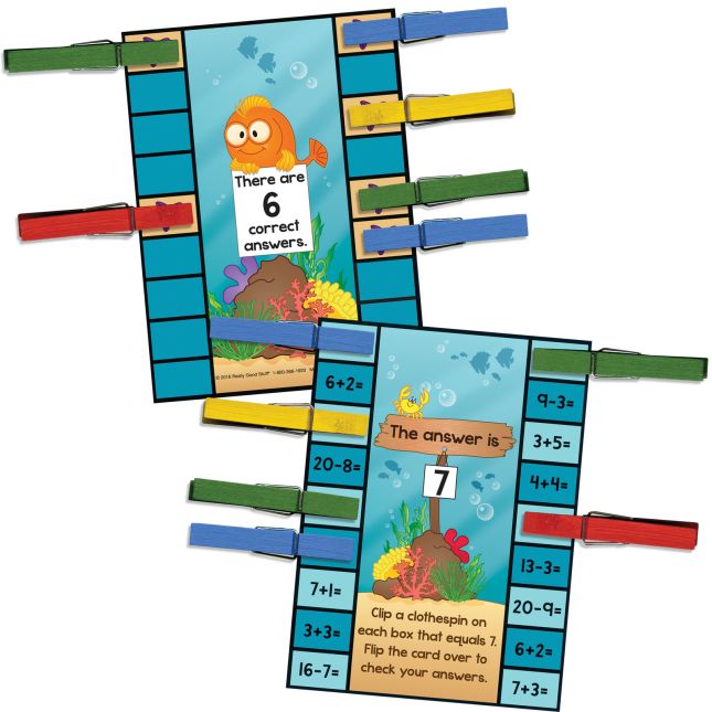 Addition And Subtraction Clip 'N' Check™ Activity - 21 cards, 36 clothespins