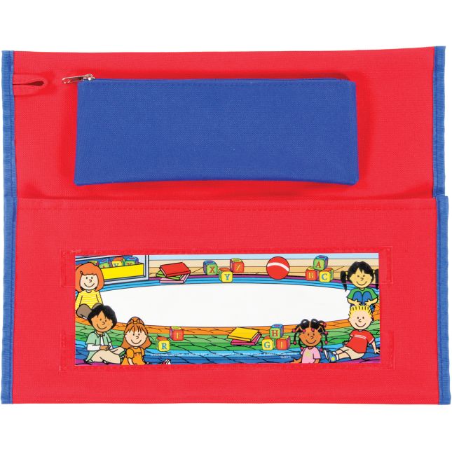 Early Childhood Deluxe Chair Pockets with Pencil Case– 36 Pack – Red/Blue