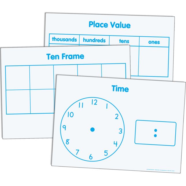 Primary Math Tools Sturdy Magnetic Dry Erase Mats™ - 3 mats