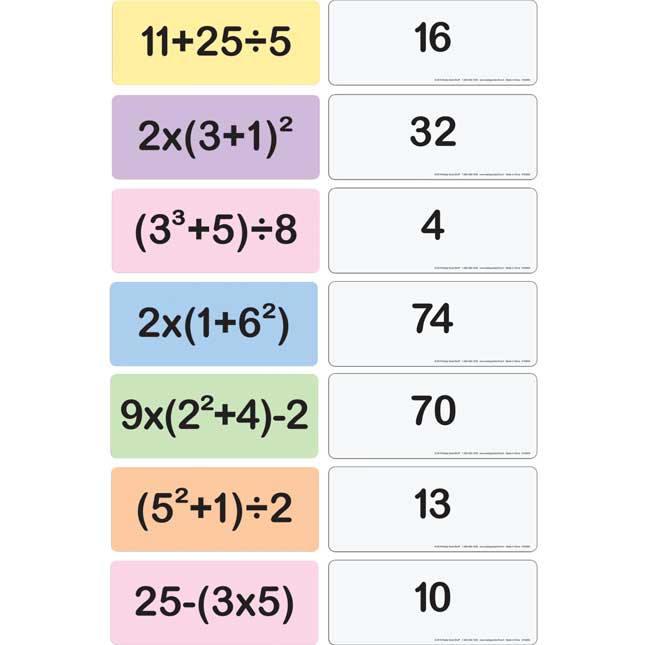 Order Of Operations Flash Cards