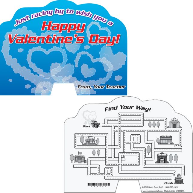 Racing By Valentine Cards And Cars - 12 cards, 12 cars