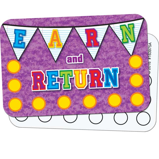 School Days Pennants ™ Earn - And - Return Cards