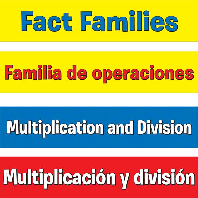 Multiplication And Division Fact Families Pocket Chart™ - English/ Spanish - 1 pocket chart kit