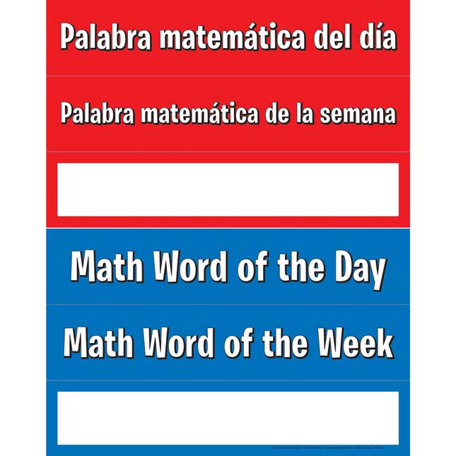 Math Word Of The Day Pocket Chart™ English/Spanish Cards Refill