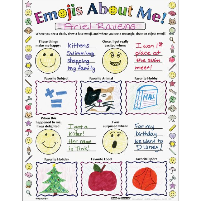 Ready-To-Decorate® Emojis About Me Posters - 24 posters