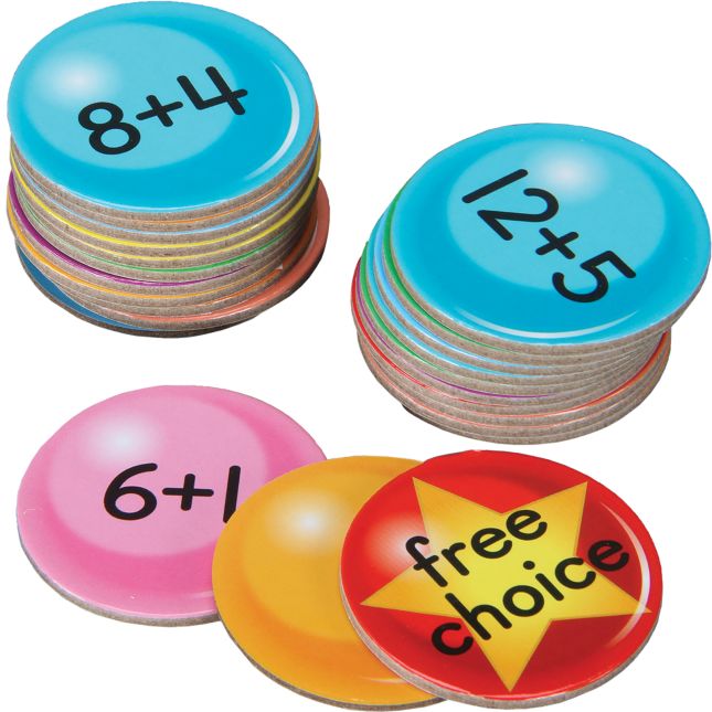 Addition And Subtraction Through 20 Gumball Facts Game - 4 mats, 80 chips