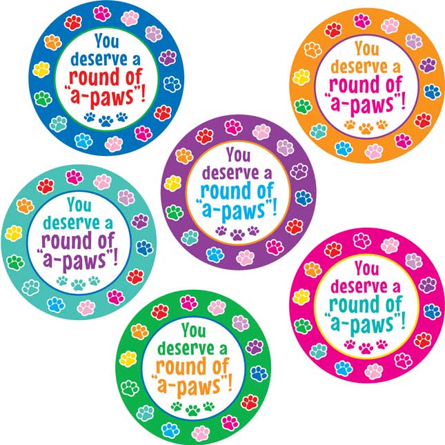 A Round Of "A-Paws"! Paw-Print Jumbo Stickers