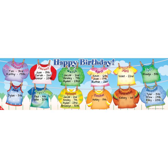 Happy Birthday Clothesline Banner