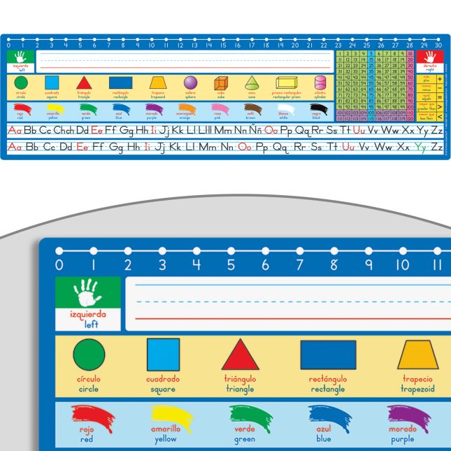 Spanish/English 120 Grid With Number Line Self-adhesive Vinyl Desktop Helpers™ - 24 helpers