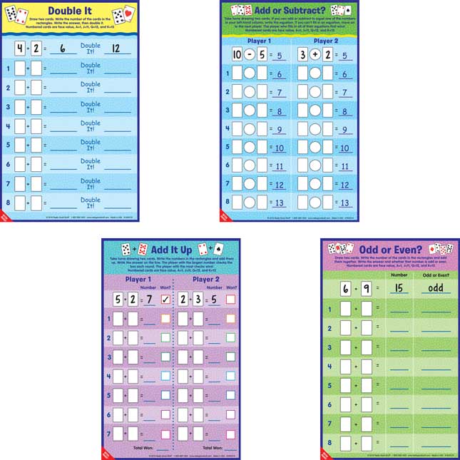 Math Mats Playing Card Games - Set 1