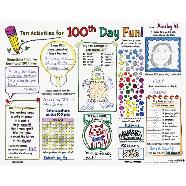 Ready-To-Decorate® Ten Activities For 100th Day Fun! Posters - 24 posters