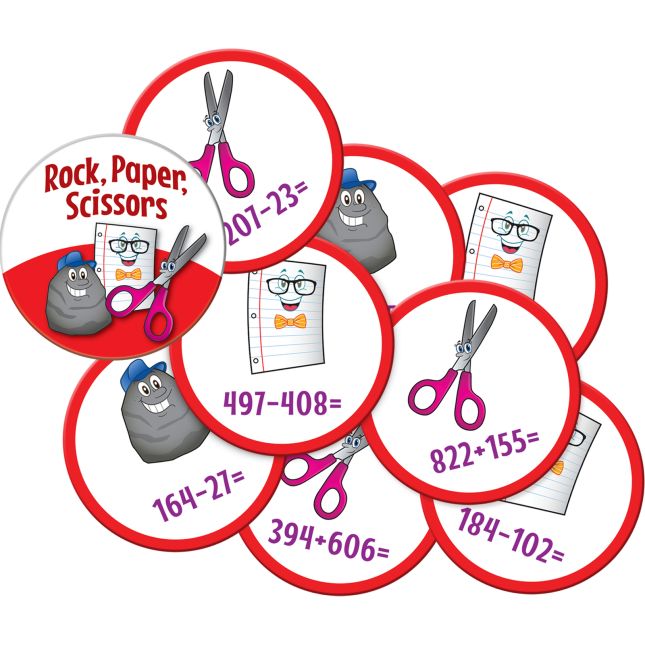 Really Good Stuff® Rock, Paper, Scissors Math Game - Addition And Subtraction Through 1,000 - 1 game