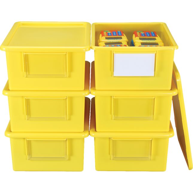 Large Easy-Label Bins With Lids, 6-Pack