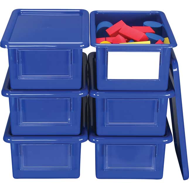 Medium Easy-Label Bins With Lids, 6-Pack