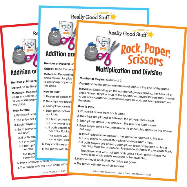 Really Good Stuff® Rock, Paper, Scissors Math Game - Addition