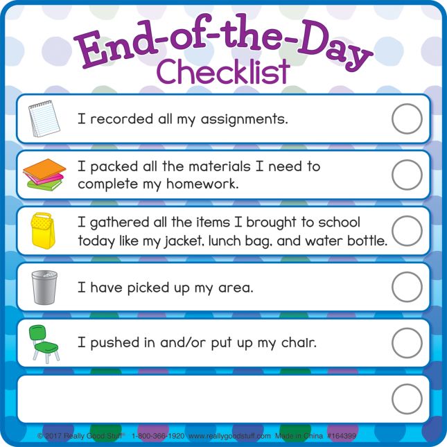 Beginning-And End-Of-The-Day Checklists Kit - 12 cards, 12 sleeves