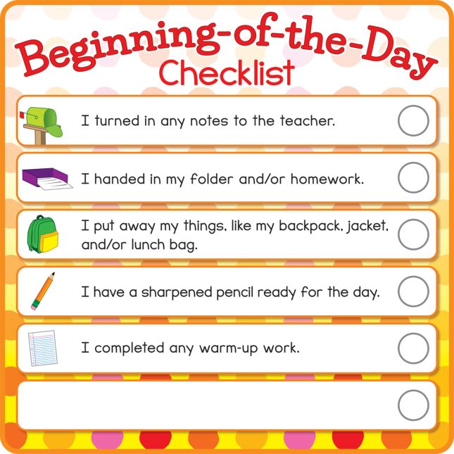 Beginning-And End-Of-The-Day Checklists Kit - 12 cards, 12 sleeves