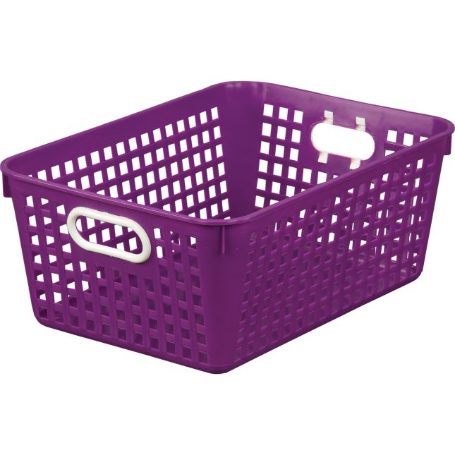 Large Plastic Desktop Storage Baskets, 13¼" by 10" by 5½" Single Basket – Available in 7 DifferentColors – Great For Your Home Storage or Classroom Needs