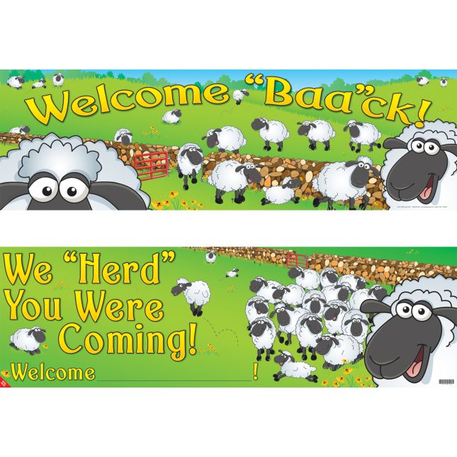 Welcome 'Baa'ck! Banner With Ready-To-Decorate® About Me 3-D Sheep - 1 banner, 24 sheep