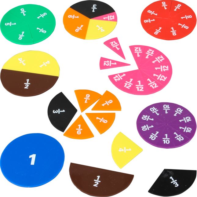 Fraction Circles And Task Cards Kit - 9 fraction circles, 22 cards