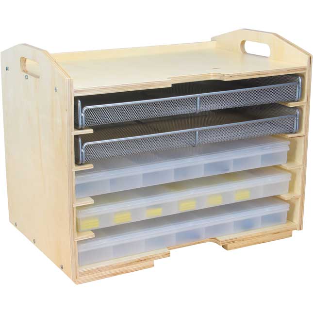 Supply Rack With 3 Storage Cases And 2 Mesh Trays