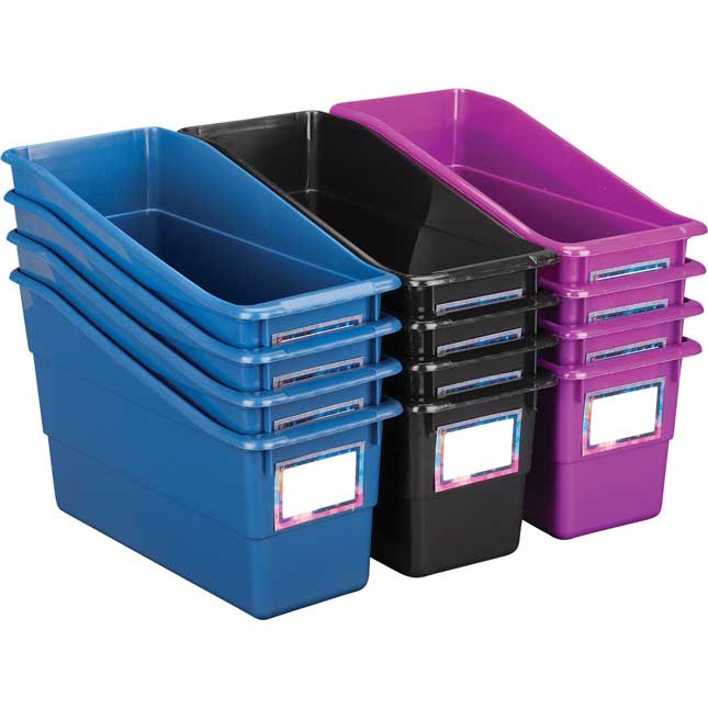 Galaxy Durable Book And Binder Bins - 12 bins, 36 labels