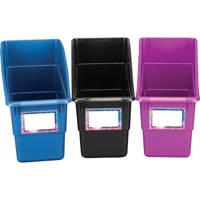 Galaxy Durable Book And Binder Bins - 12 bins, 36 labels