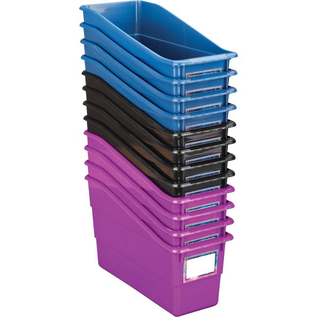 Galaxy Durable Book And Binder Bins - 12 bins, 36 labels