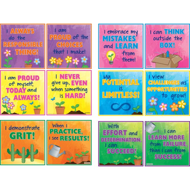 Really Good Stuff® Growth Mindset Affirmations 12-In-1 Poster Set