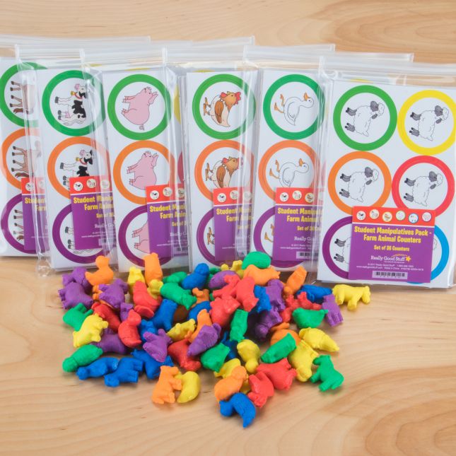 Teacher And Student Manipulatives Kit - Farm Animal Counters - 1 multi-item kit