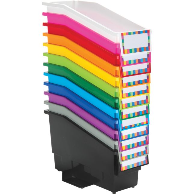 Durable Book And Binder Holders With Stabilizer Wings - 12-Pack Rainbow