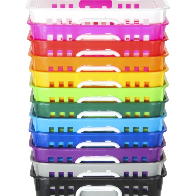 Large Rectangle Book Baskets - 12-Pack Rainbow