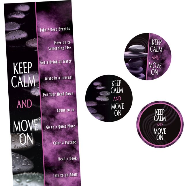 Keep Calm And Move On Stickers And Bookmarks - 24 stickers, 24 bookmarks