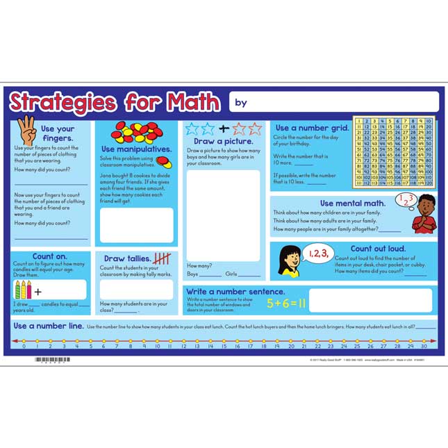 Math Strategies Banner And Activity Mats - 1 banner, 24 mats