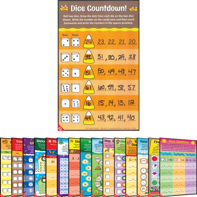 Seasonal Math Mats Dice Games - 16 mats