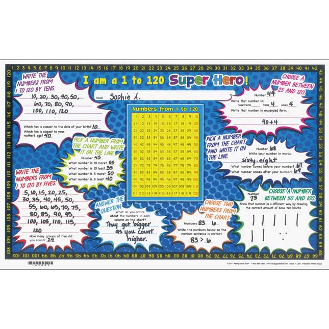 Numbers From 1 To 120 Activity Mats - 24 mats