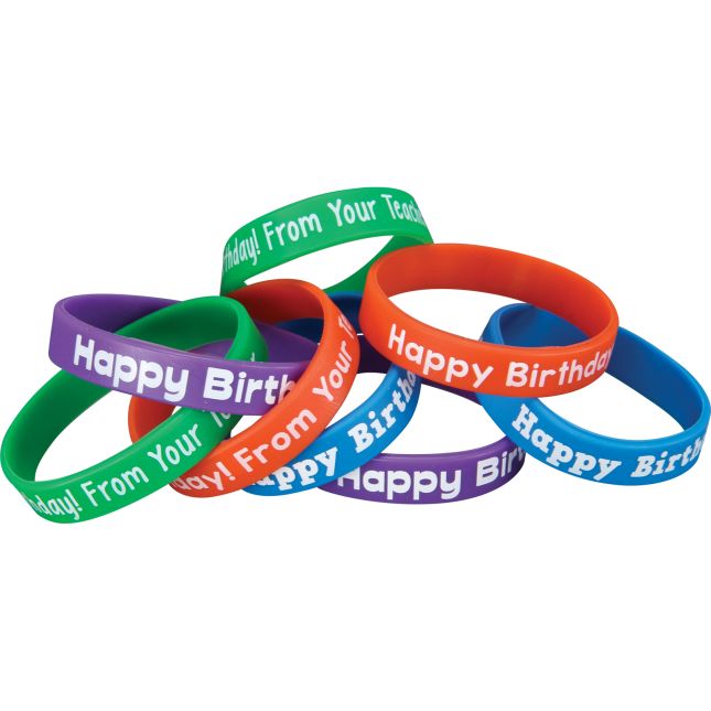 Happy Birthday From Your Teacher Silicone Bracelets - 24 bracelets