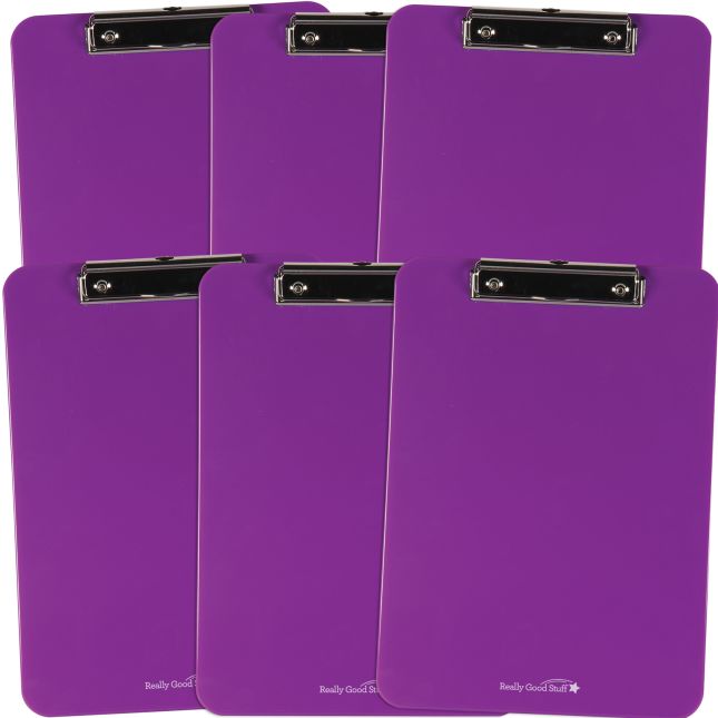 Group-Color Plastic Clipboards - Single Color - 6 clipboards