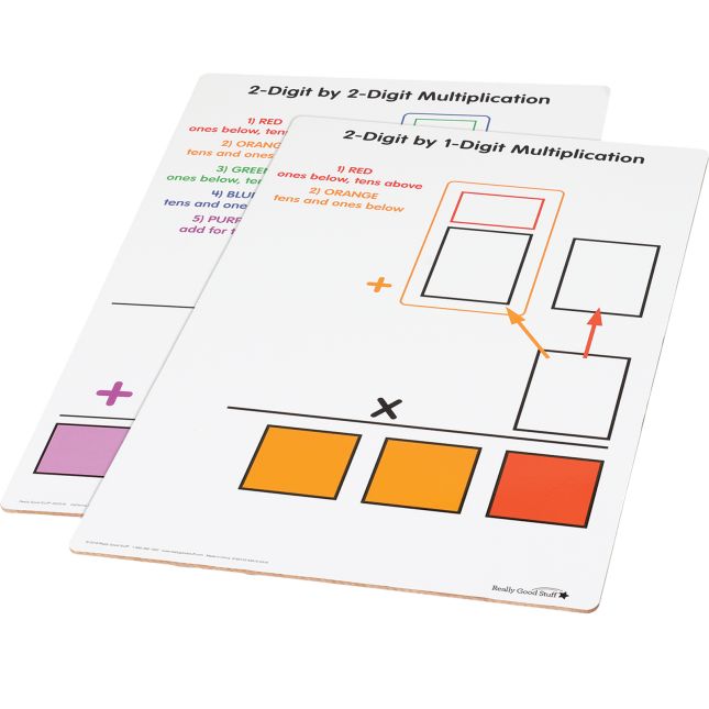 Beginning 2-Digit Multiplication And Long Division Dry Erase Boards Kit - 12 boards