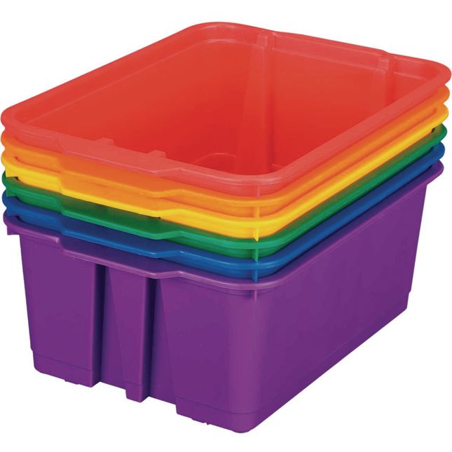 Classroom Stacking Bins - 12-Pack Rainbow