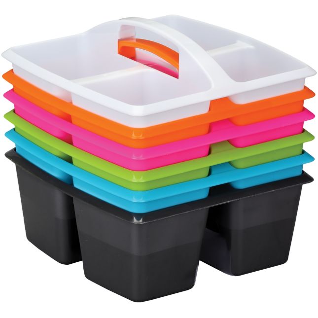 Four-Equal-Compartment Caddies - Neon Pop - Set Of 6