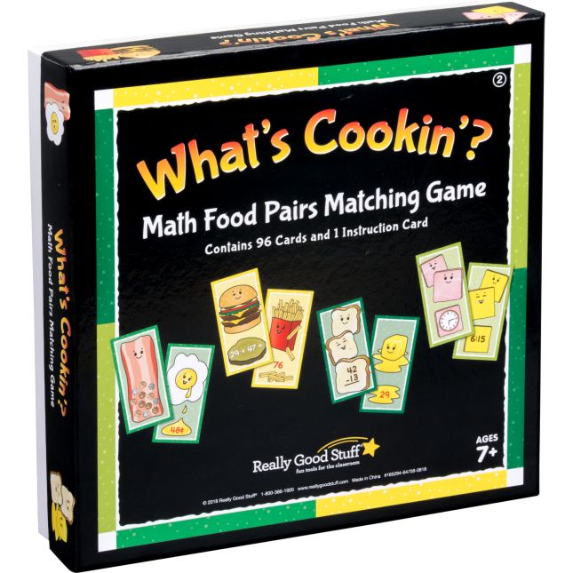 What's Cookin'? Math Food Pairs Matching Game - Second Grade - 4 games