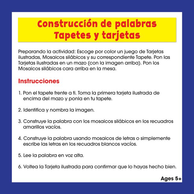 Construcción de palabras Tapetes y tarjetas (Spanish Word Building Mats And Cards) - 1 multi-item kit