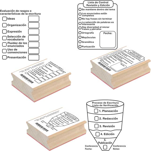 Spanish Writing Rubber Stamps