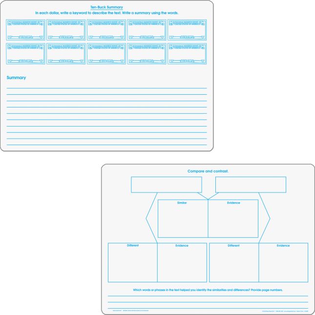 Comprehension Graphic Organizer Dry Erase Boards Text Evidence Set