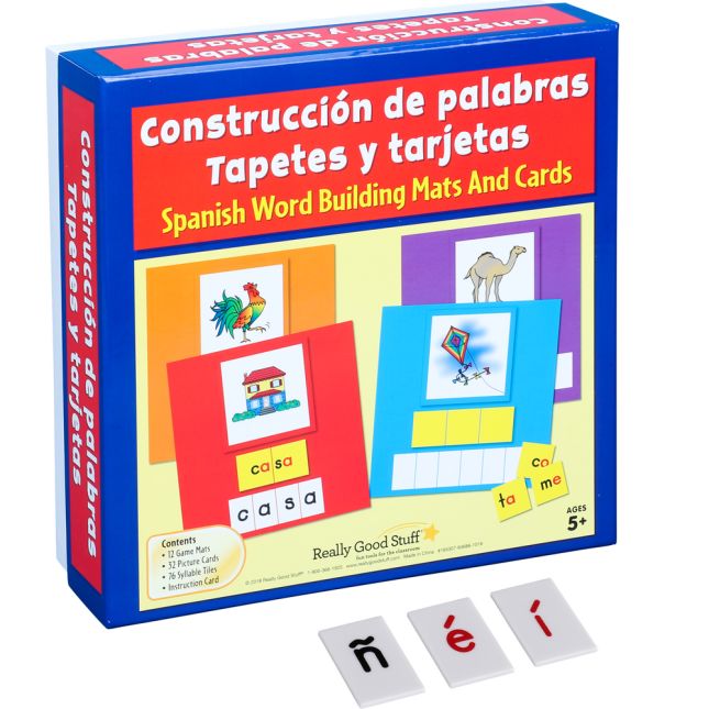 Really Good Stuff® Construcción de palabras Tapetes, tarjetas y letras (Spanish Word Building Mats, Cards, And Letter Tiles) - 1 multi-item kit