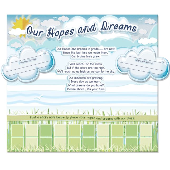 Hopes And Dreams Bulletin Board Kit 3 banners, 100 clouds