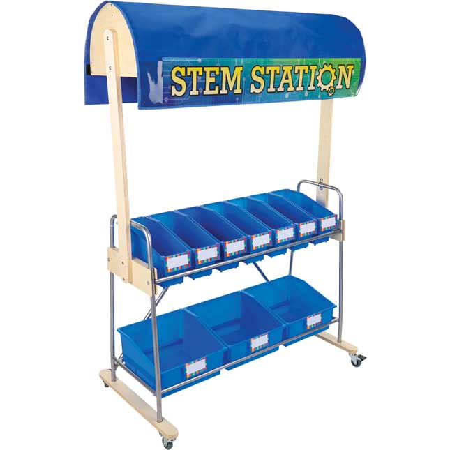 Mobile Storage Rack With STEM Canopy And Bins