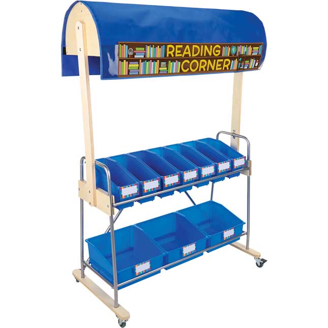 Mobile Storage Rack With Reading Canopy And Bins